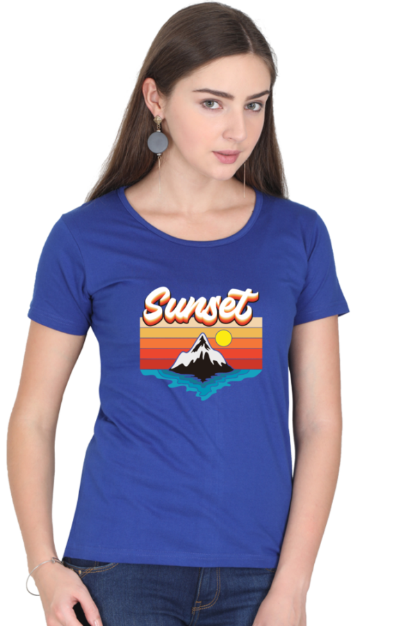 Sunset Female Round Neck Half Sleeve Classic T-Shirt - Image 9