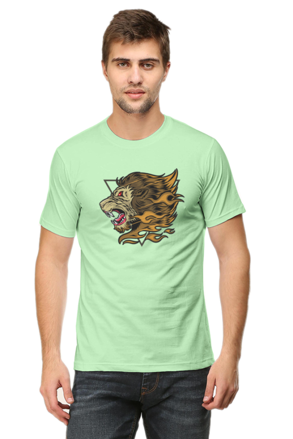 Angry Lion Male Round Neck Half Sleeve Classic T-Shirt