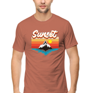 Sunset Male Round Neck Half Sleeve Classic T-Shirt
