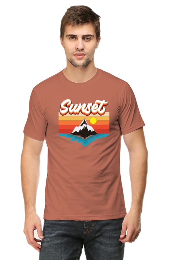 Sunset Male Round Neck Half Sleeve Classic T-Shirt