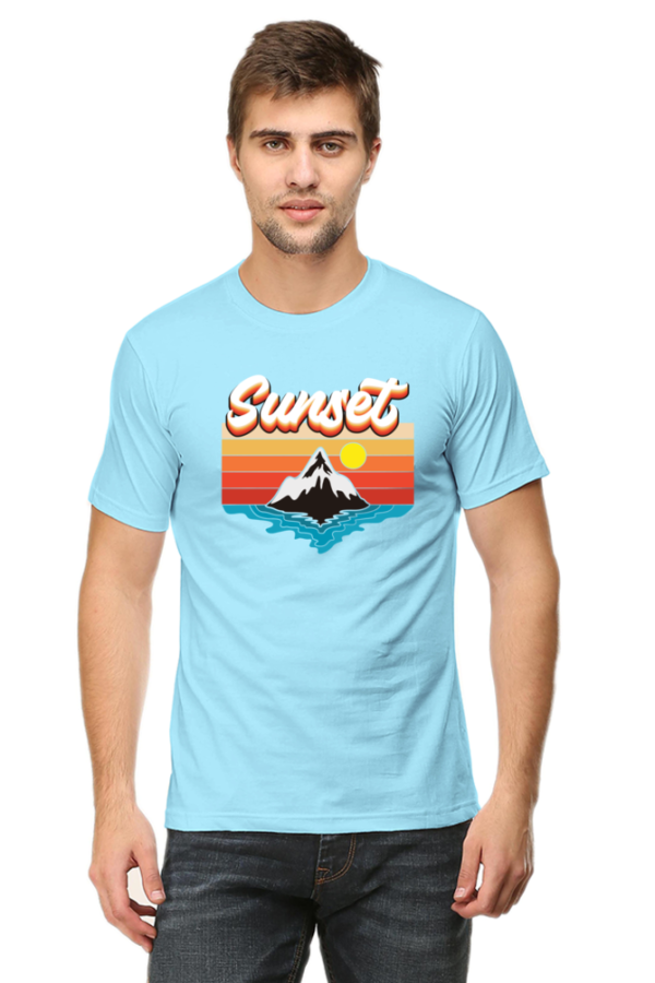 Sunset Male Round Neck Half Sleeve Classic T-Shirt - Image 5