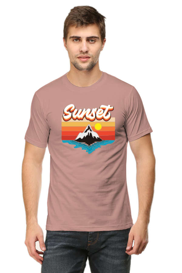 Sunset Male Round Neck Half Sleeve Classic T-Shirt - Image 2