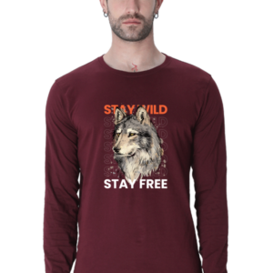 Stay Wild Stay Free Male Round Neck Full Sleeve Classic T-Shirt