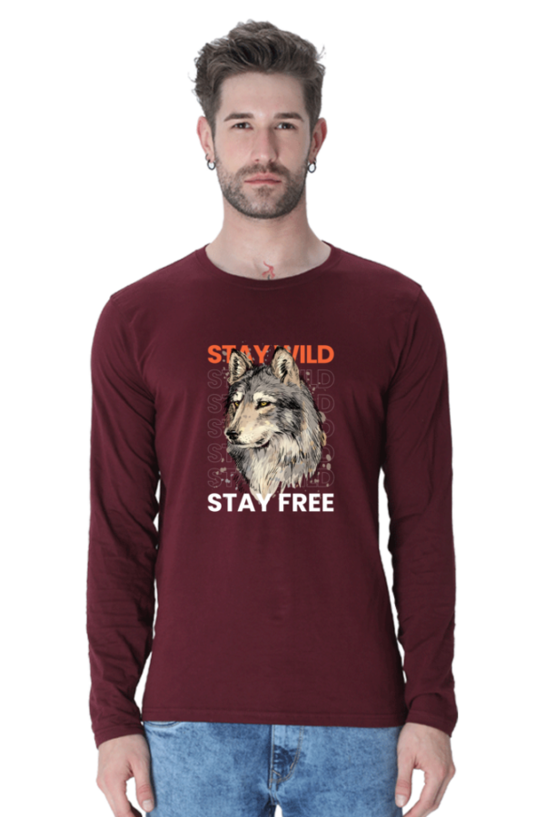 Stay Wild Stay Free Male Round Neck Full Sleeve Classic T-Shirt