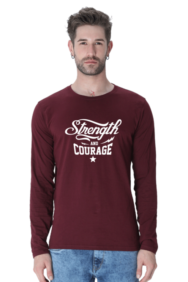 Strength And Courage Male Round Neck Full Sleeve Classic T-Shirt