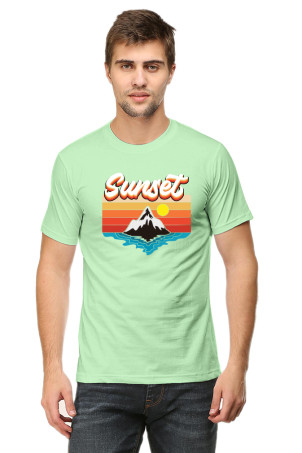 Sunset Male Round Neck Half Sleeve Classic T-Shirt - Image 3