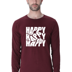 Happy Happy Happy Male Round Neck Full Sleeve Classic T-Shirt