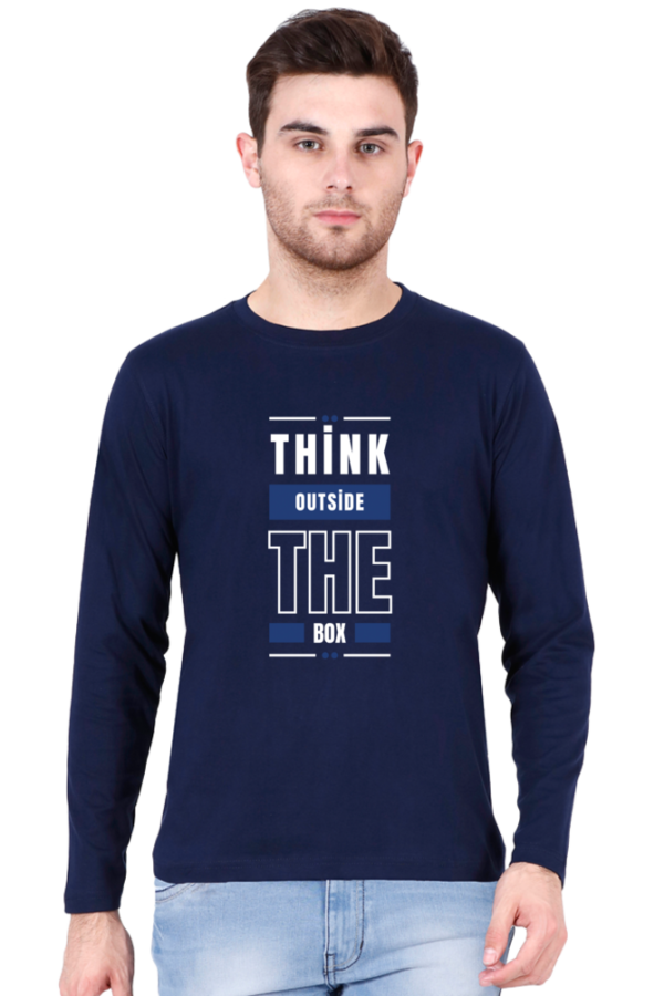 Think Outside The Box Male Round Neck Full Sleeve Classic T-Shirt