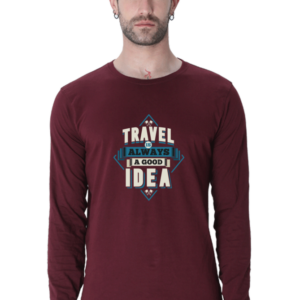 Travel Is Always A Good Idea Male Round Neck Full Sleeve Classic T-Shirt
