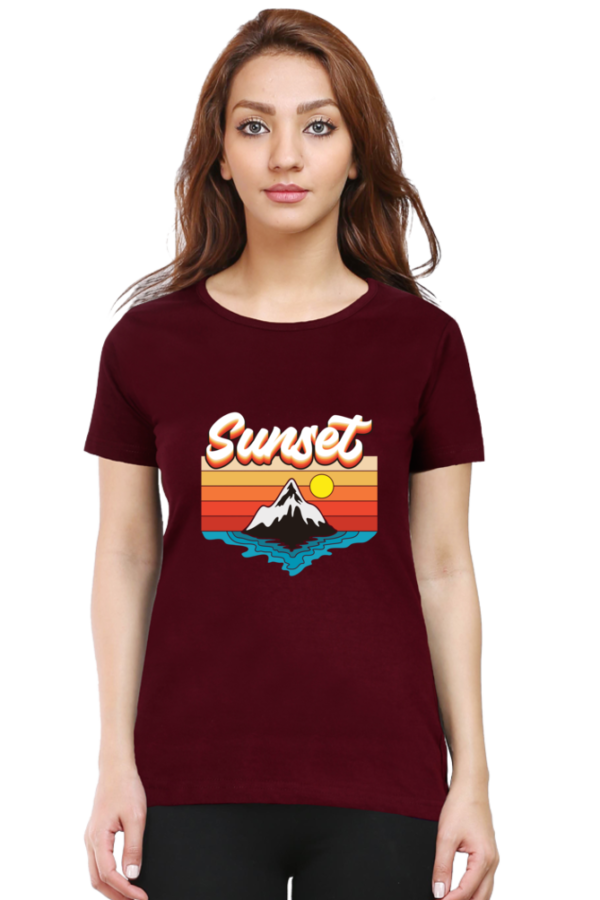 Sunset Female Round Neck Half Sleeve Classic T-Shirt - Image 7