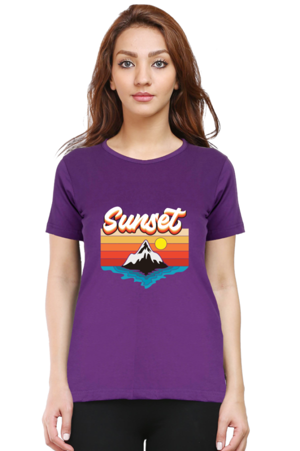 Sunset Female Round Neck Half Sleeve Classic T-Shirt - Image 6