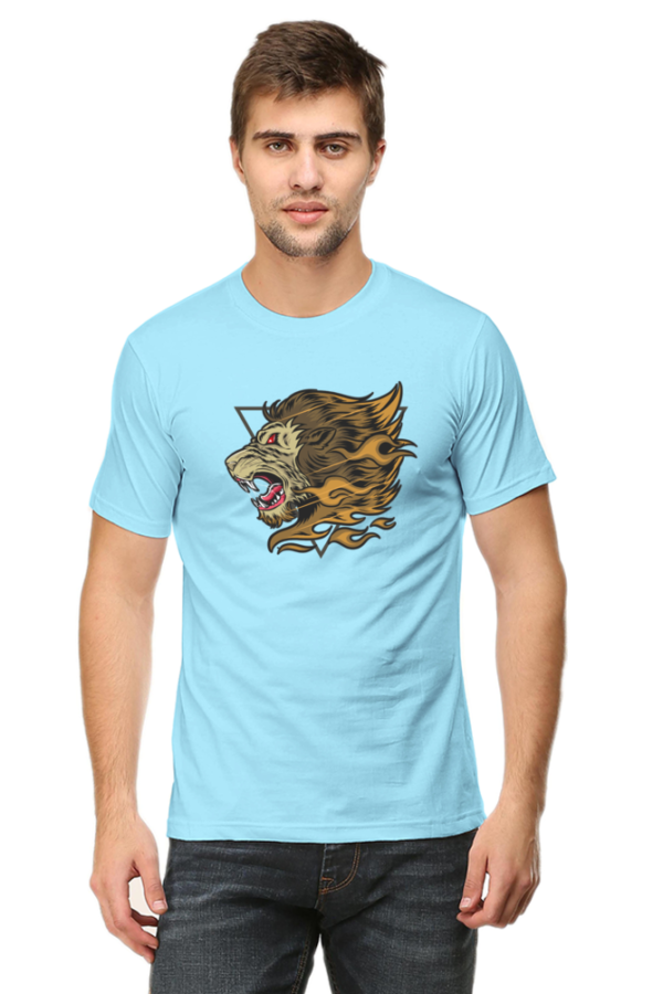 Angry Lion Male Round Neck Half Sleeve Classic T-Shirt - Image 3