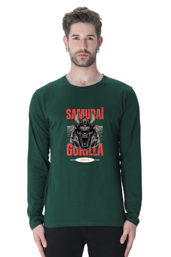 Samurai Gorilla Male Round Neck Full Sleeve Classic T-Shirt