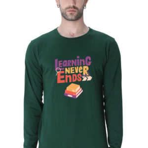 Learning Never Ends Male Round Neck Full Sleeve Classic T-Shirt