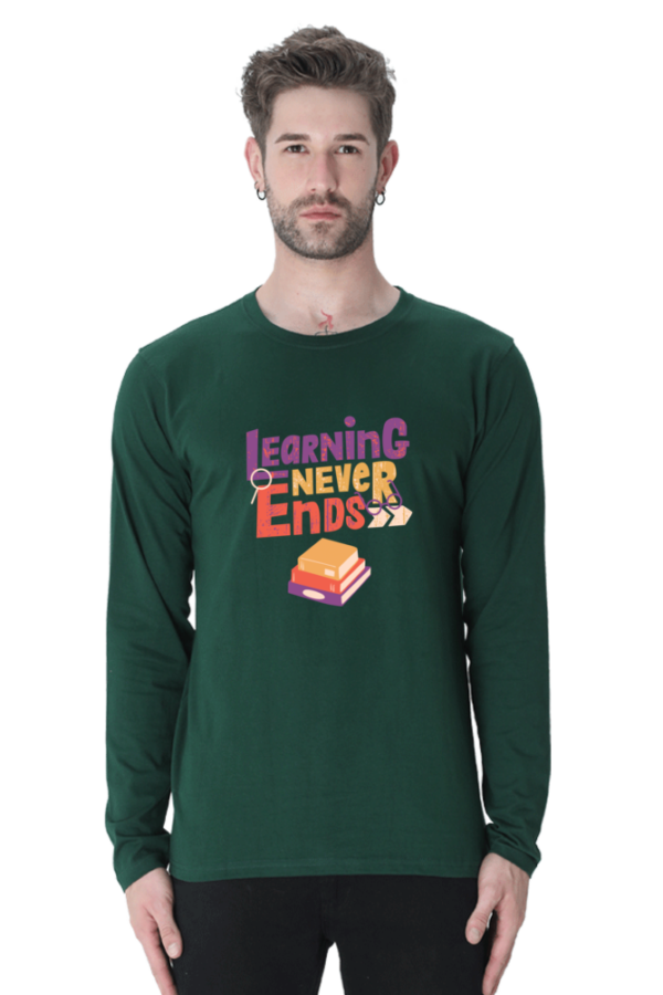 Learning Never Ends Male Round Neck Full Sleeve Classic T-Shirt
