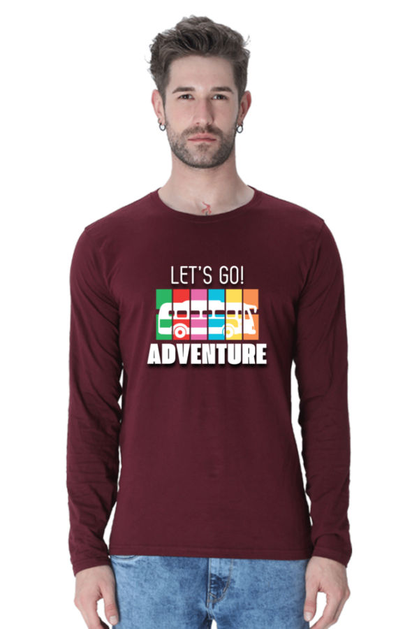 Let's Go Adventure Male Round Neck Full Sleeve Classic T-Shirt
