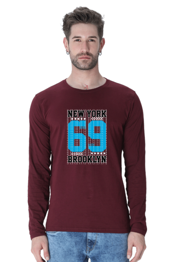 New York Brooklyn Male Round Neck Full Sleeve Classic T-Shirt