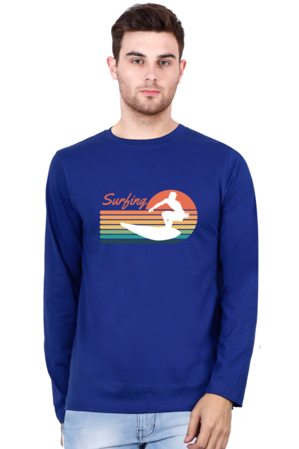 Surfing Male Round Neck Full Sleeve Classic T-Shirt