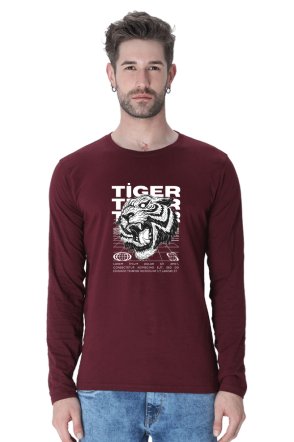 Angry Tiger Male Round Neck Full Sleeve Classic T-Shirt