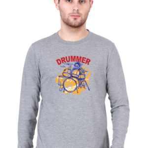 Drummer Male Round Neck Full Sleeve Classic T-Shirt