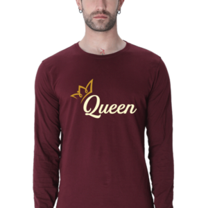 Queen Gold Crown Male Round Neck Full Sleeve Classic T-Shirt