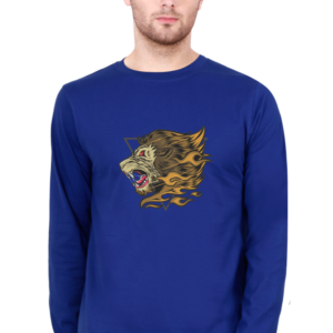 Angry Lion Male Round Neck Full Sleeve Classic T-Shirt