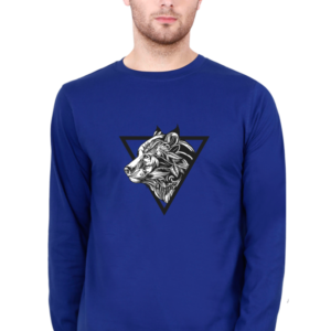 Triangular Angry Wolf Male Round Neck Full Sleeve Classic T-Shirt