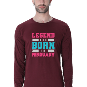 Legend Are Born In February Male Round Neck Full Sleeve Classic T-Shirt
