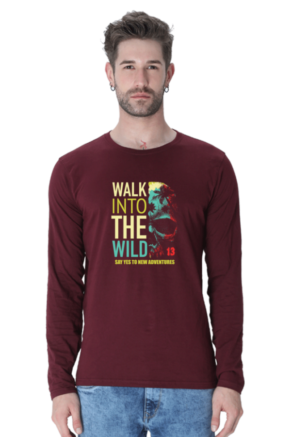 Walk Into The Wild Male Round Neck Full Sleeve Classic T-Shirt