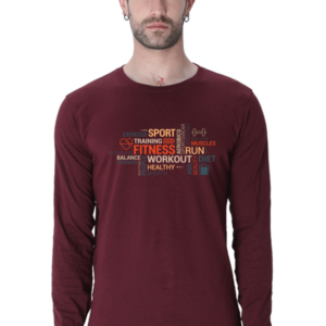 Fitness Exercise Scrambled Words Male Round Neck Full Sleeve Classic T-Shirt