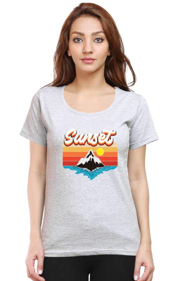 Sunset Female Round Neck Half Sleeve Classic T-Shirt - Image 13