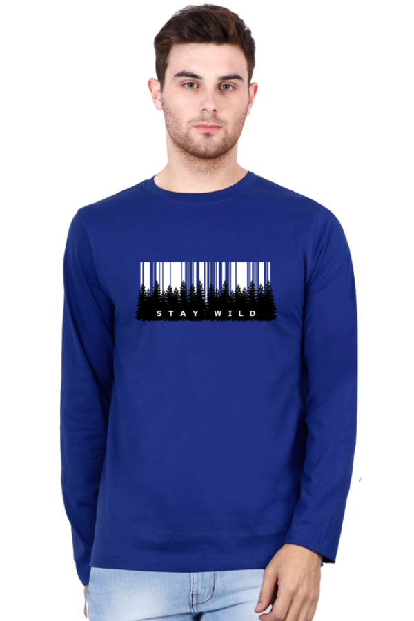 Stay Wild Forest Male Round Neck Full Sleeve Classic T-Shirt