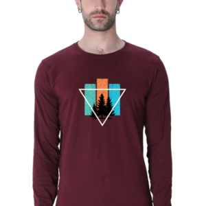 Trees Abstract Male Round Neck Full Sleeve Classic T-Shirt