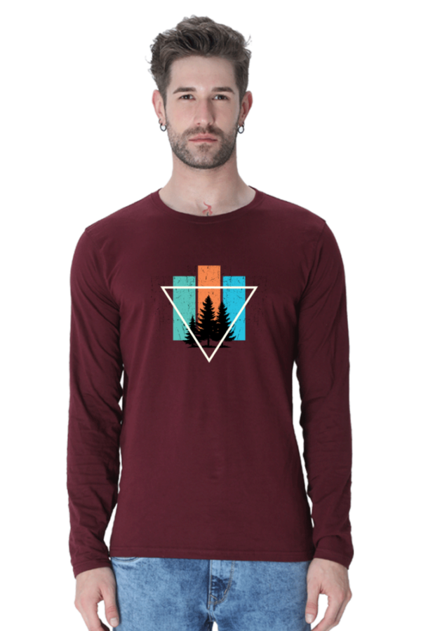 Trees Abstract Male Round Neck Full Sleeve Classic T-Shirt