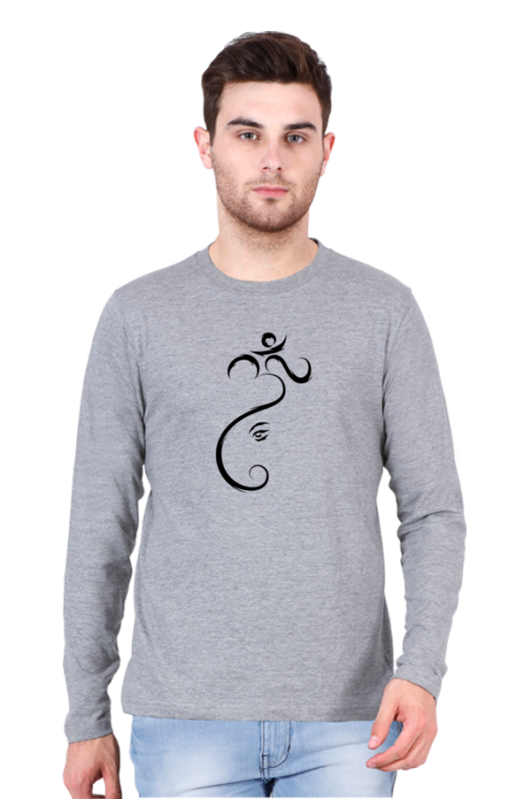 Om Lord Ganesha Male Round Neck Full Sleeve Classic T-Shirt