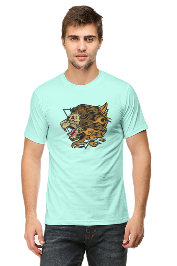 Angry Lion Male Round Neck Half Sleeve Classic T-Shirt - Image 4