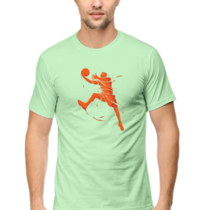 Orange Basketball Male Round Neck Half Sleeve Classic T-Shirt