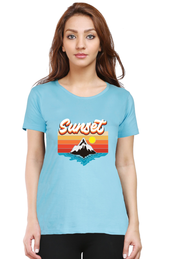 Sunset Female Round Neck Half Sleeve Classic T-Shirt - Image 11