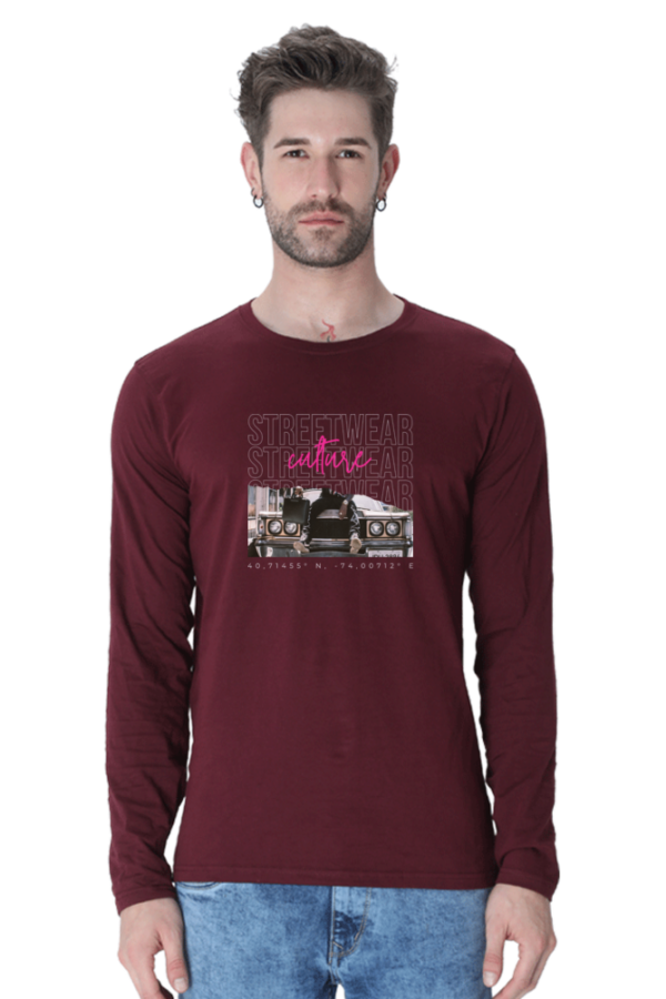Streetwear Culture Male Round Neck Full Sleeve Classic T-Shirt
