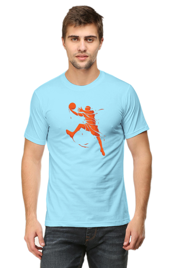 Orange Basketball Male Round Neck Half Sleeve Classic T-Shirt - Image 2