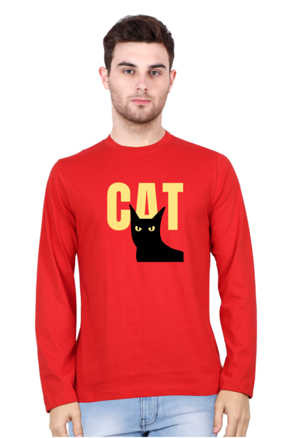 Black Cat Male Round Neck Full Sleeve Classic T-Shirt