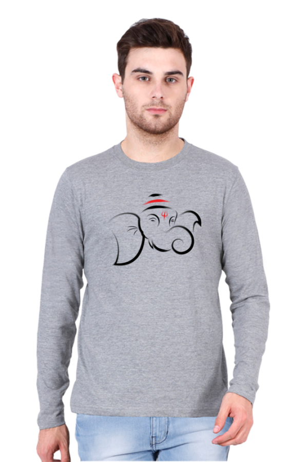 Lord Ganesha V3 Male Round Neck Full Sleeve Classic T-Shirt