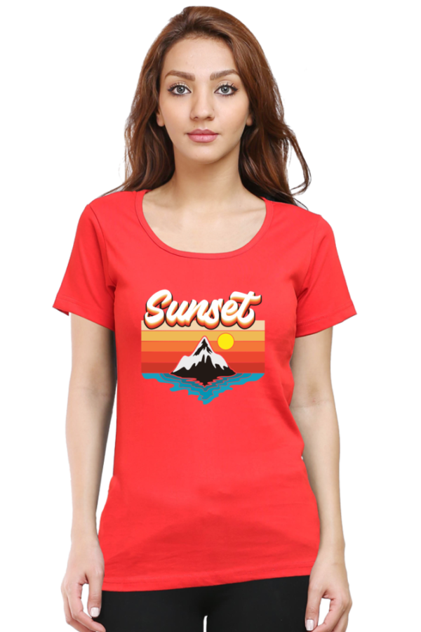 Sunset Female Round Neck Half Sleeve Classic T-Shirt - Image 8