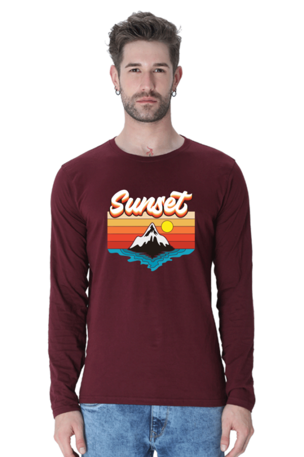 Sunset Male Round Neck Full Sleeve Classic T-Shirt