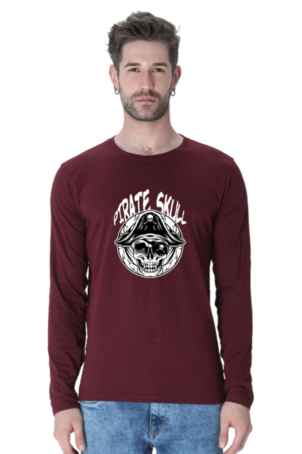 Pirate Skull Male Round Neck Full Sleeve Classic T-Shirt