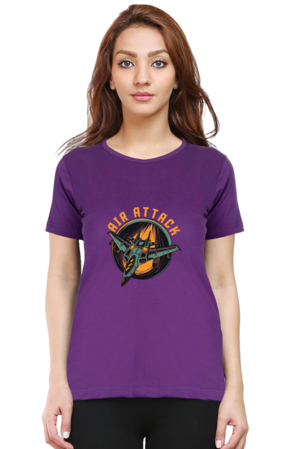 Air Attack Female Round Neck Half Sleeve Classic T-Shirt - Image 3