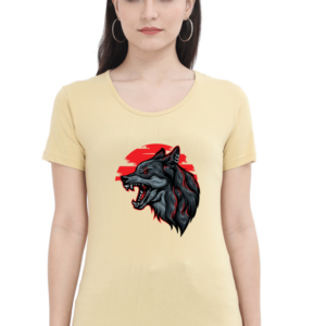 Dark Angry Wolf Female Round Neck Half Sleeve Classic T-Shirt