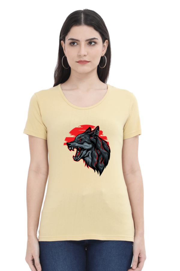 Dark Angry Wolf Female Round Neck Half Sleeve Classic T-Shirt