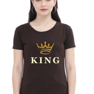 King Gold Crown Female Round Neck Half Sleeve Classic T-Shirt