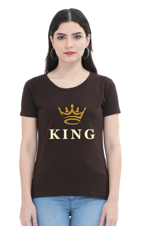 King Gold Crown Female Round Neck Half Sleeve Classic T-Shirt